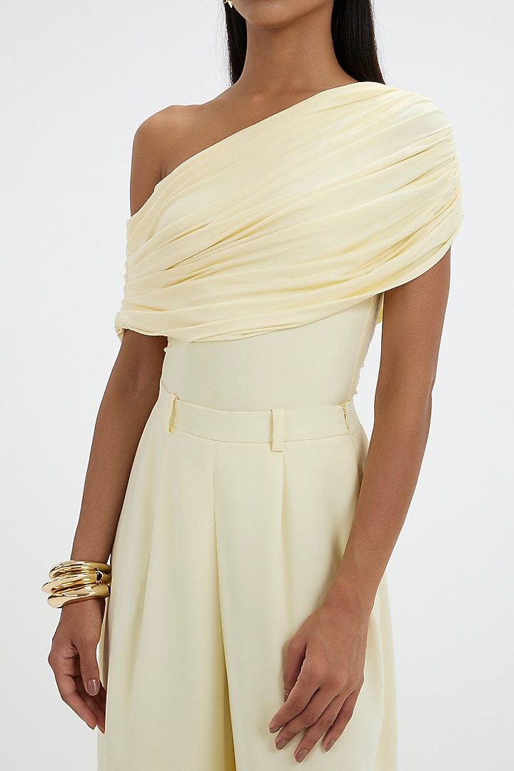 Sunshine Yellow Malai Lycra & Ferrari Co-Ord Set by Deme by Gabriella at Pernia's Pop Up Shop