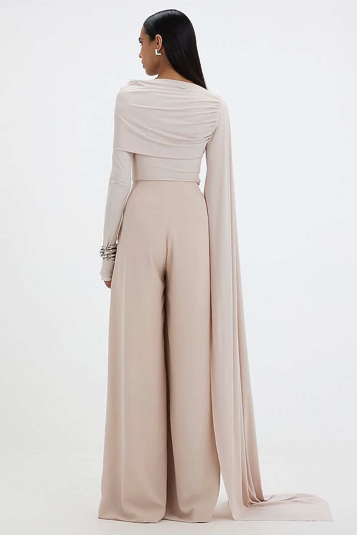 Egg-White Malai Lycra & Ferrari Draped Co-Ord Set by Deme by Gabriella at Pernia's Pop Up Shop