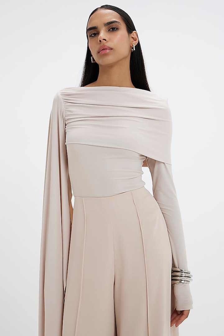 Egg-White Malai Lycra & Ferrari Draped Co-Ord Set by Deme by Gabriella at Pernia's Pop Up Shop