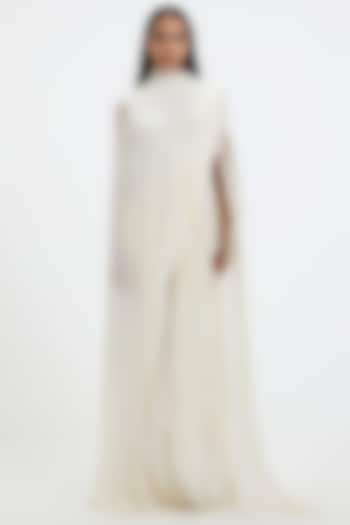 Off-White Chiffon A-Line Cape Engagement Gown by Deme by Gabriella at Pernia's Pop Up Shop