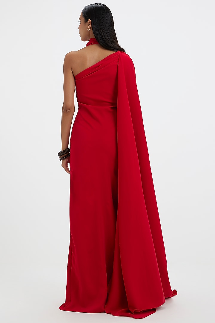 Red Ferrari One-Shoulder Halter Engagement Gown by Deme by Gabriella at Pernia's Pop Up Shop