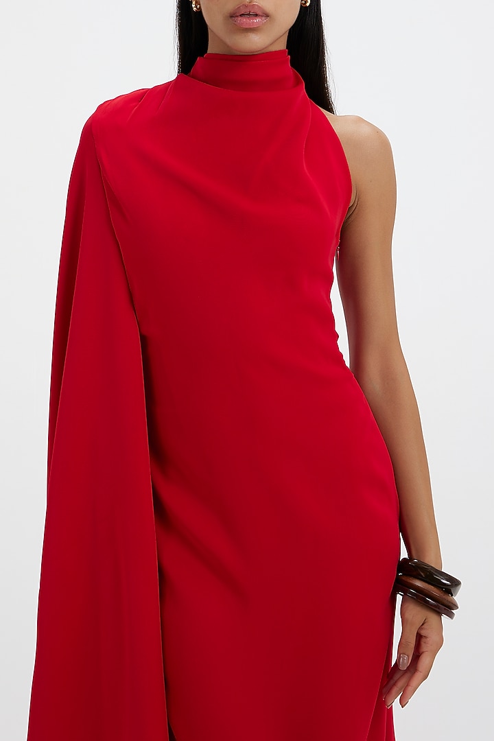 Red Ferrari One-Shoulder Halter Engagement Gown by Deme by Gabriella at Pernia's Pop Up Shop
