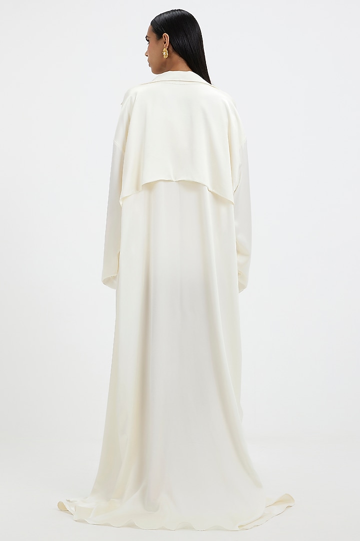Off-White Satin Draped Asymmetric Mini Party Wear Dress by Deme by Gabriella at Pernia's Pop Up Shop