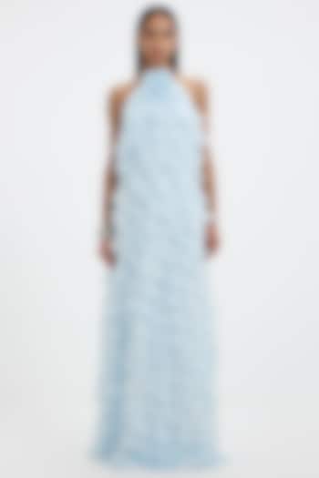 Baby Blue Chiffon Ruffled A-Line Cocktail Dress by Deme by Gabriella at Pernia's Pop Up Shop