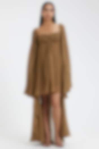 Sand Green Chiffon Mini Cocktail Dress by Deme by Gabriella at Pernia's Pop Up Shop