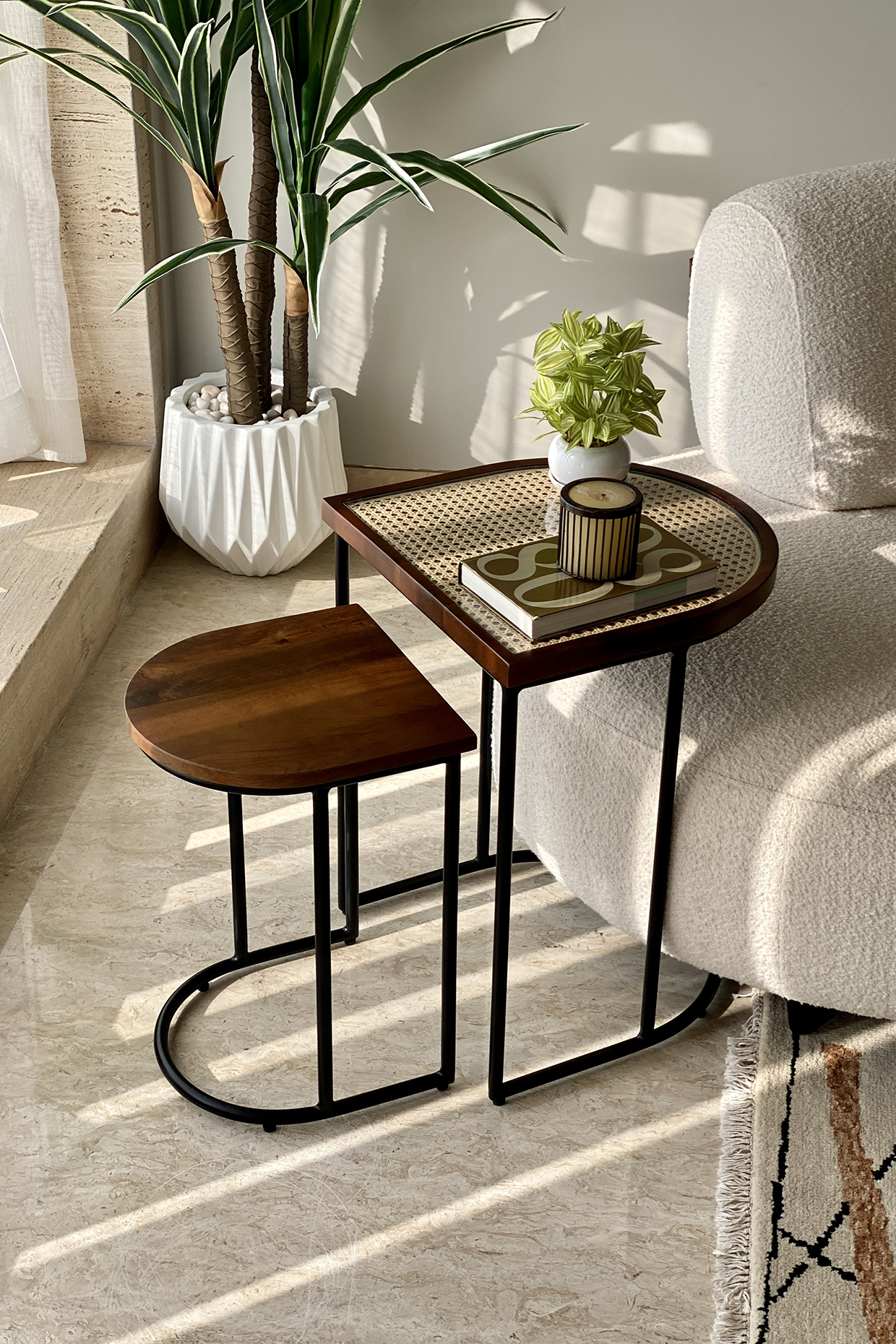 Brown Rattan & Wood Tables (Set of 2) by Mason Home at Pernia's Pop Up Shop