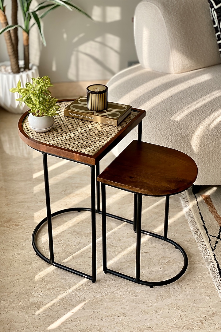 Brown Rattan & Wood Tables (Set of 2) by Mason Home at Pernia's Pop Up Shop