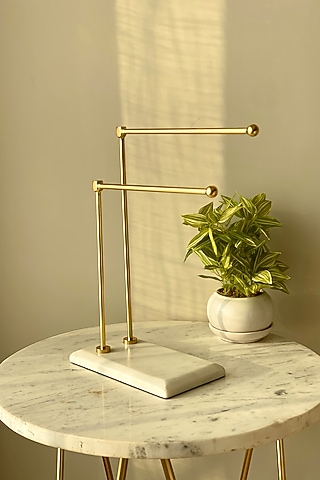 White Marble & Steel Hand Towel Stand by Mason Home
