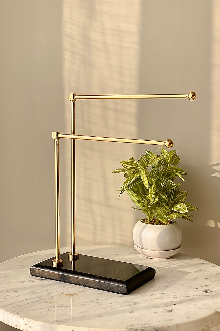 Black Marble & Steel Hand Towel Stand by Mason Home