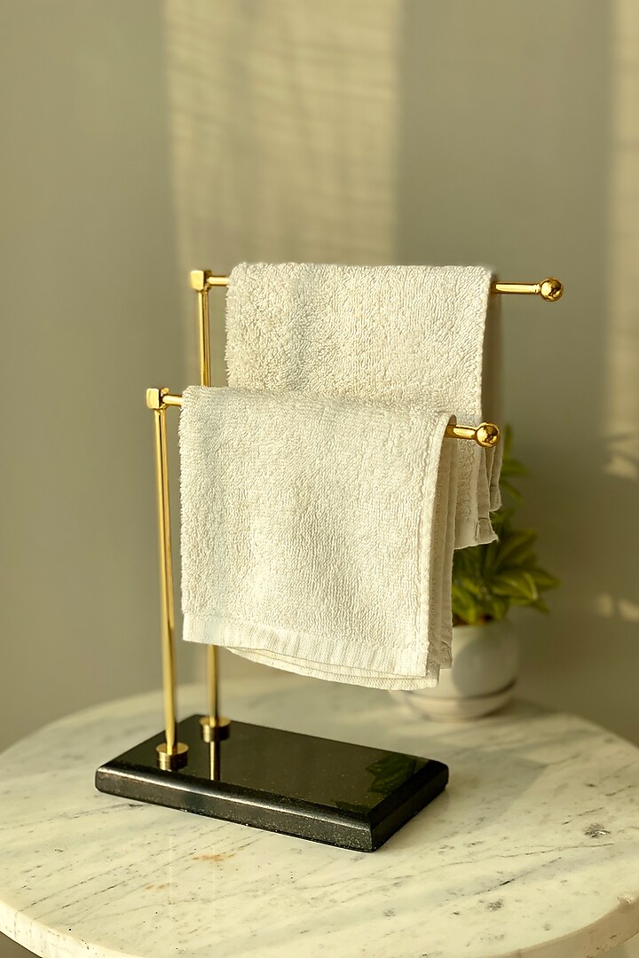 Black Marble & Steel Hand Towel Stand by Mason Home at Pernia's Pop Up Shop