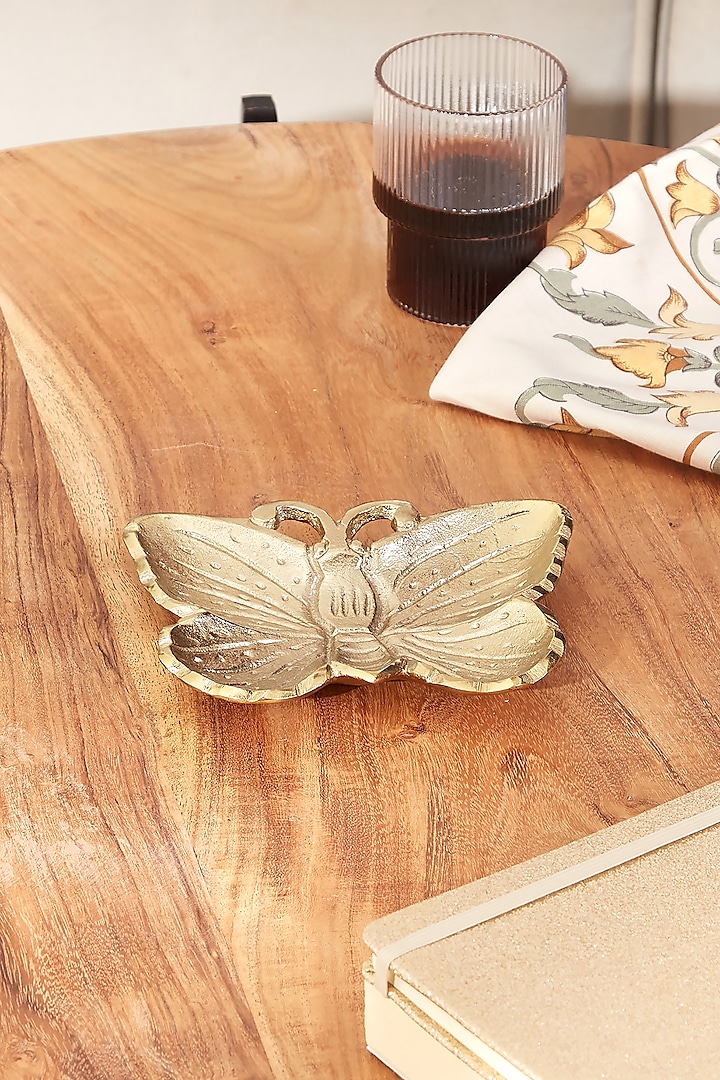 Gold Aluminium Butterfly Trinket Tray by Mason Home