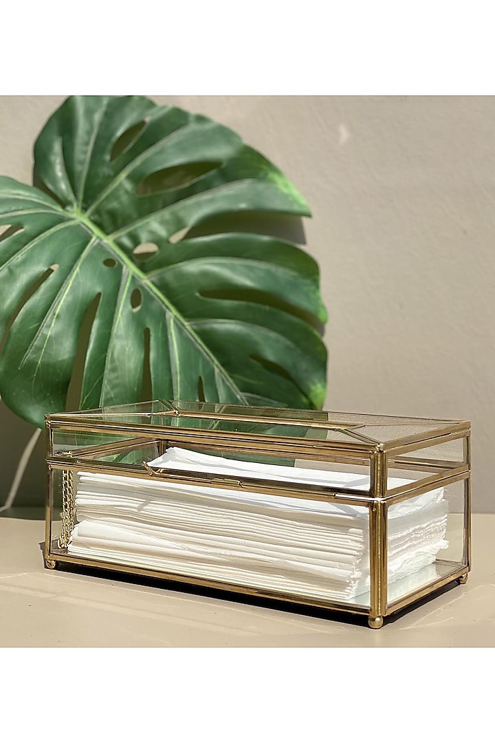 Gold Glass Tissue Box by Mason Home