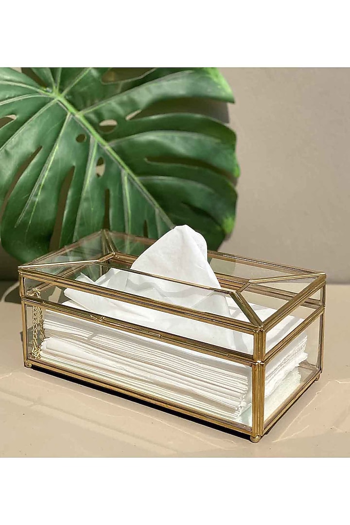 Gold Glass Tissue Box by Mason Home at Pernia's Pop Up Shop