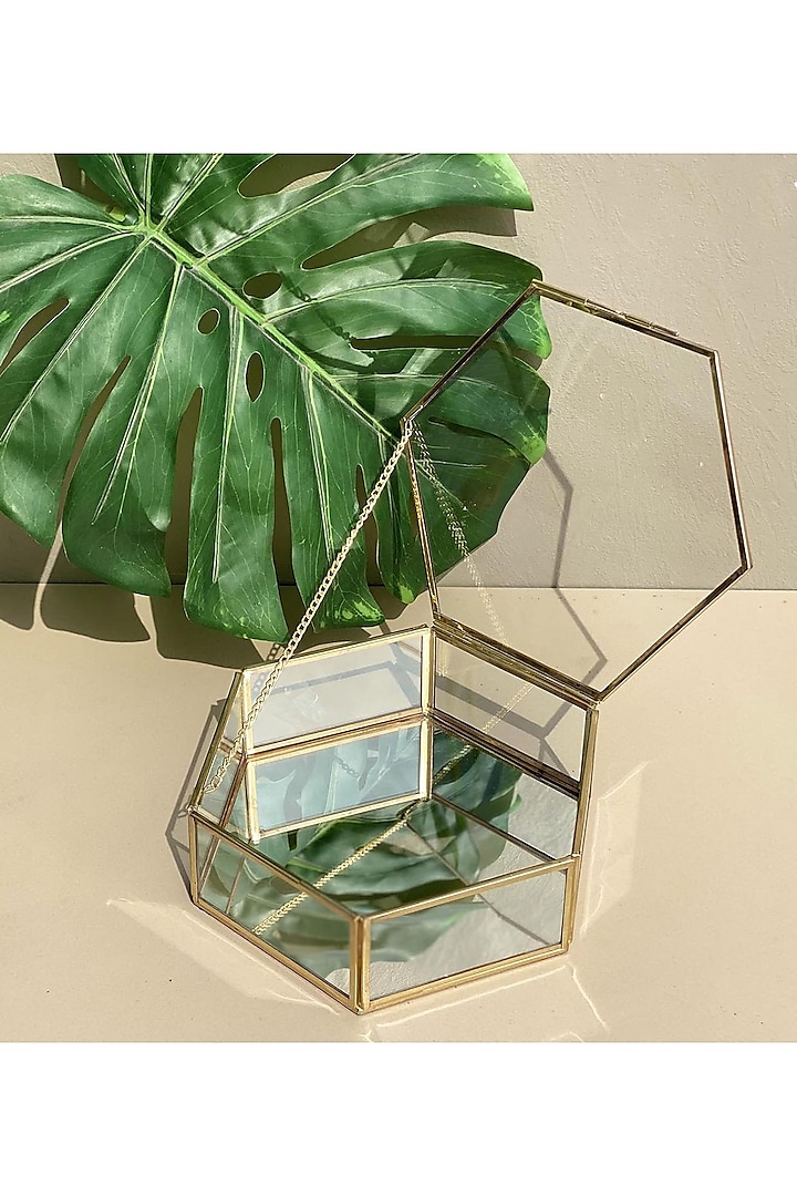 Gold Hexagonal Glass Box by Mason Home