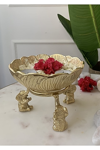 Gold Aluminium Baby Elephant Showpiece by Mason Home