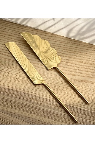 Gold Stainless Steel Cake Server Set (Set of 2) by Mason Home