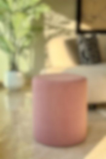 Old Rose Boucle & Stainless Steel Pouffe by Mason Home at Pernia's Pop Up Shop