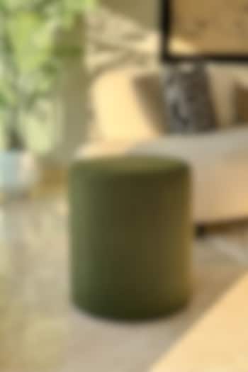 Emerald Green Boucle & Stainless Steel Pouffe by Mason Home at Pernia's Pop Up Shop