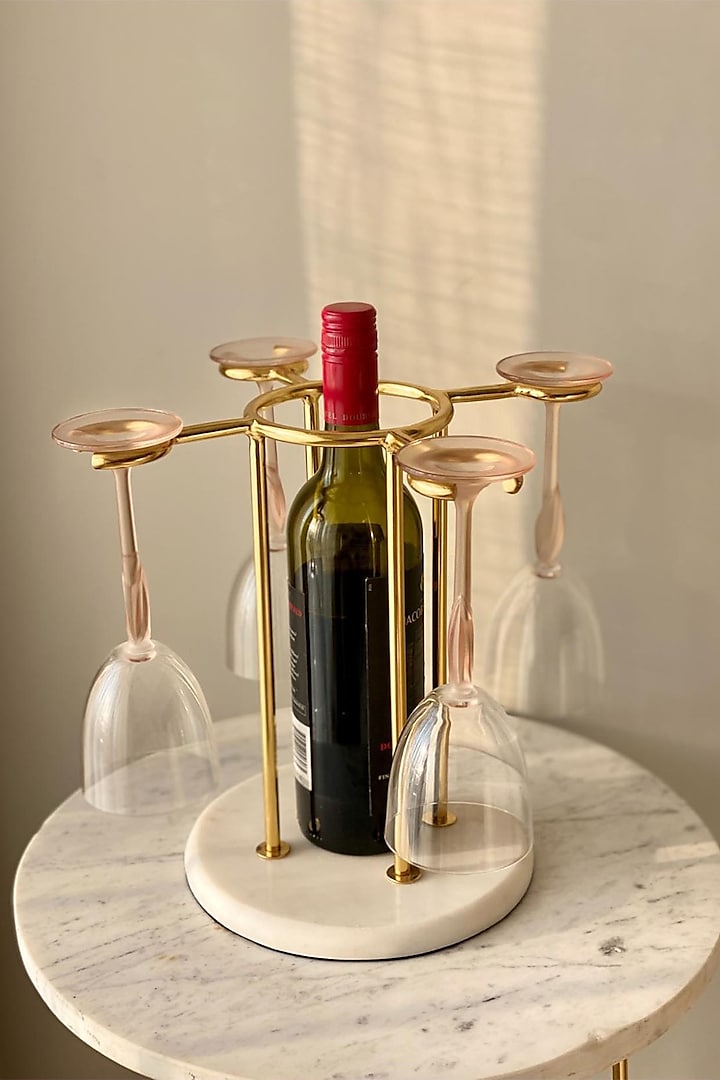 White & Gold Stainless Steel Wine Bottle Holder by Mason Home