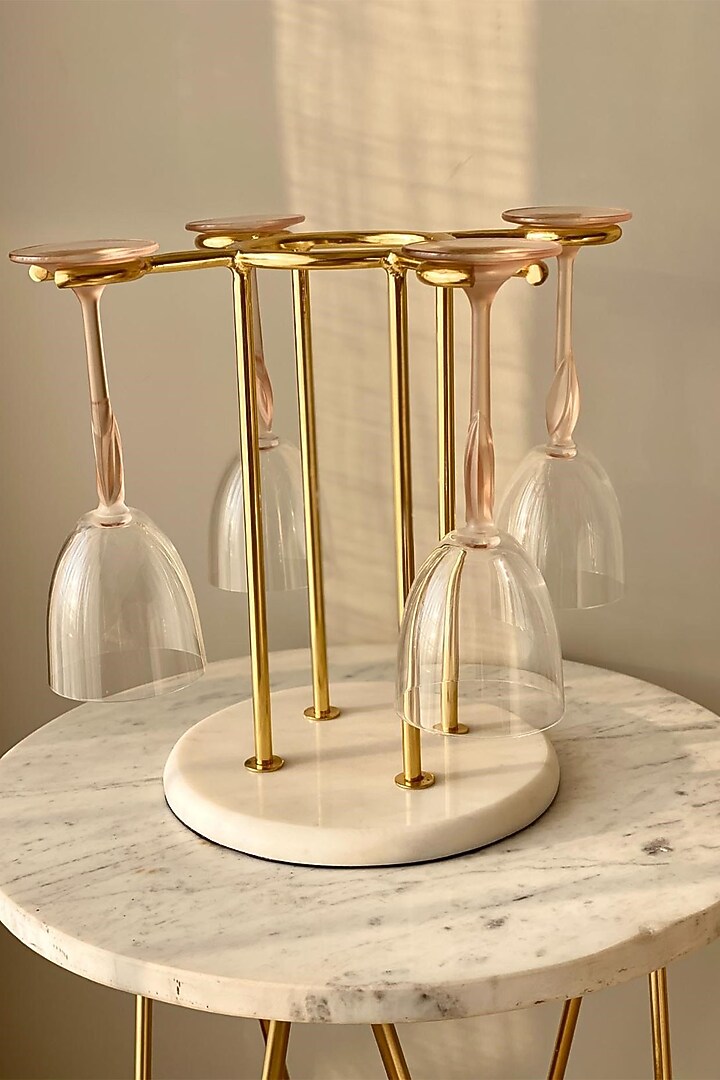 White & Gold Stainless Steel Wine Bottle Holder by Mason Home at Pernia's Pop Up Shop