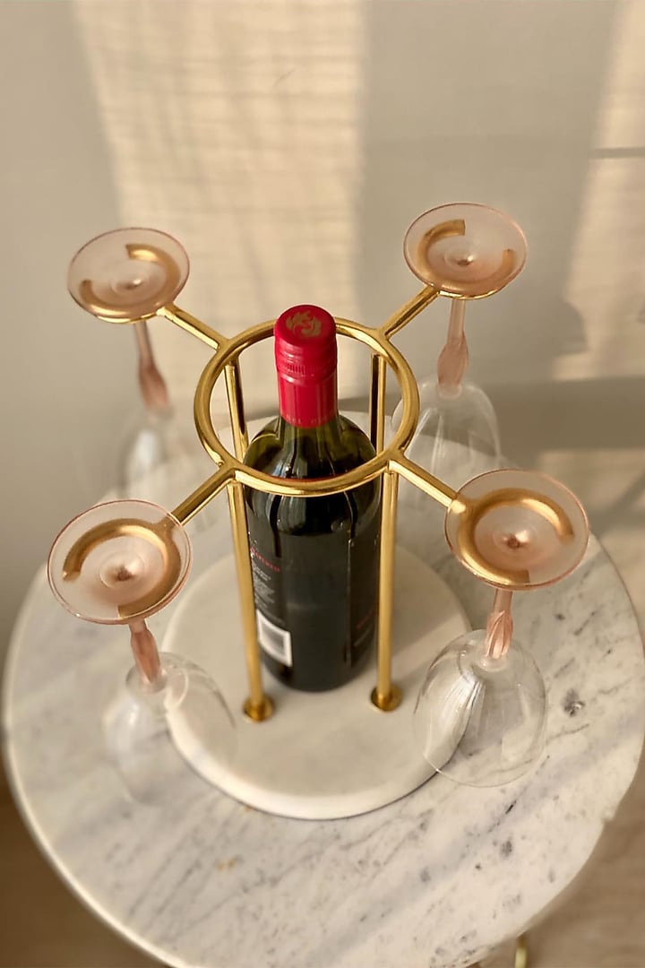 White Gold Stainless Steel Wine Bottle Holder by Mason Home at