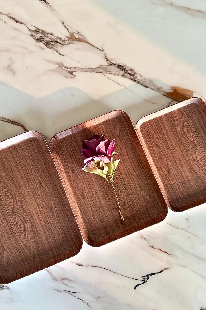 Brown Melamine Tray (Set Of 3) by Mason Home at Pernia's Pop Up Shop