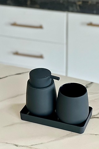 Black Echo Plastic Bathroom (Set of 3) by Mason Home