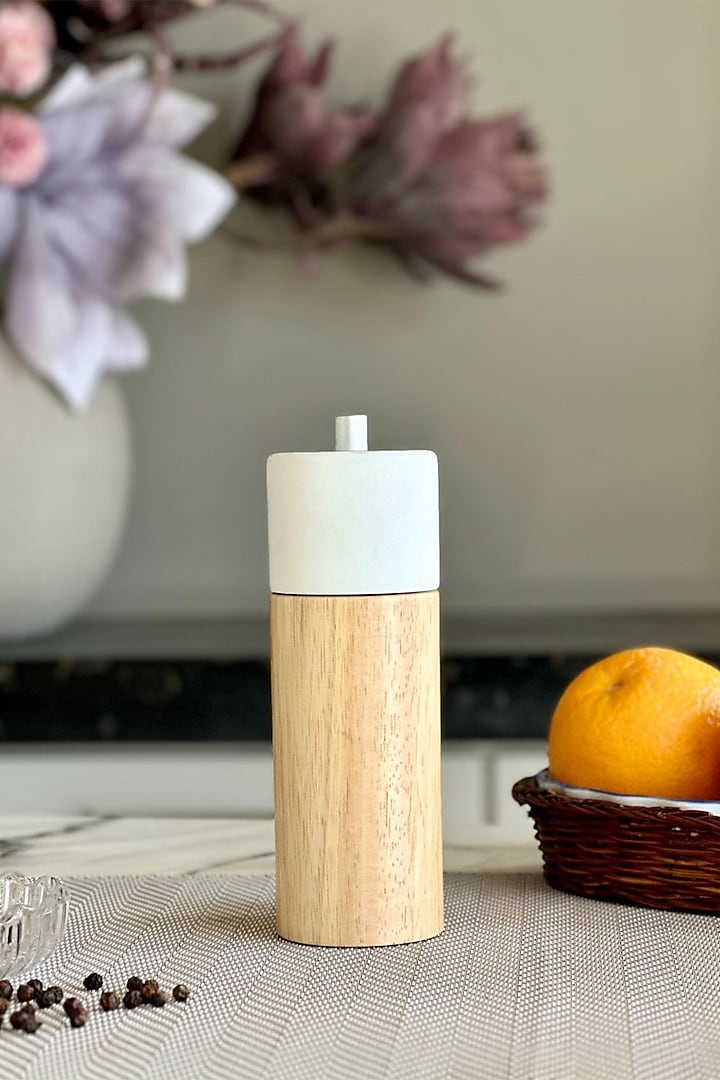 Brown-White Wooden Salt & Pepper Grinder by Mason Home at Pernia's Pop Up Shop