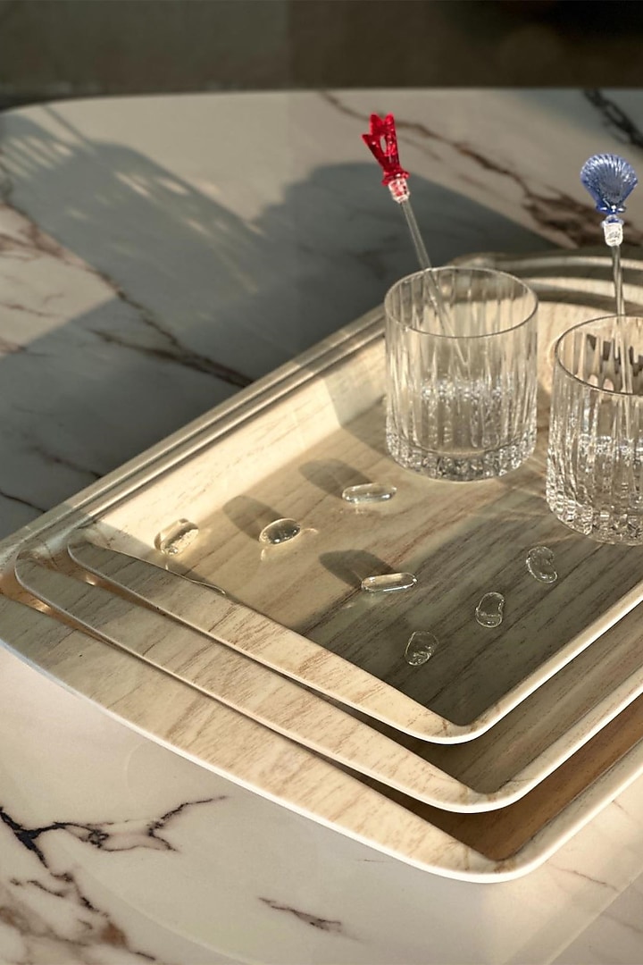 Beige Melamine Serving Tray (Set of 3) by Mason Home at Pernia's Pop Up Shop