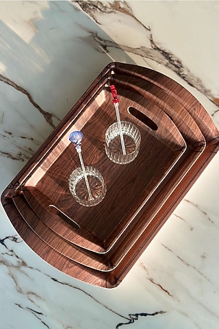 Brown Melamine Serving Tray (Set of 3) by Mason Home