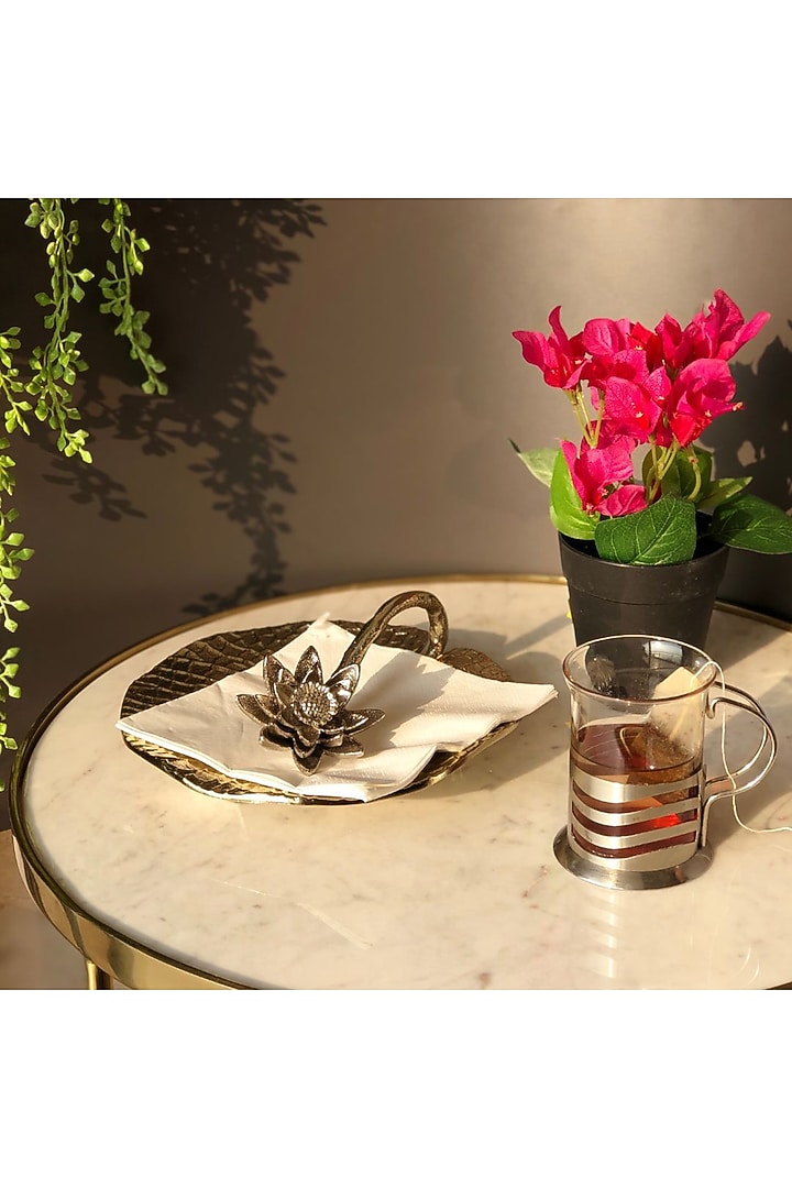 Gold Aluminum Napkin Stand by Mason Home at Pernia's Pop Up Shop
