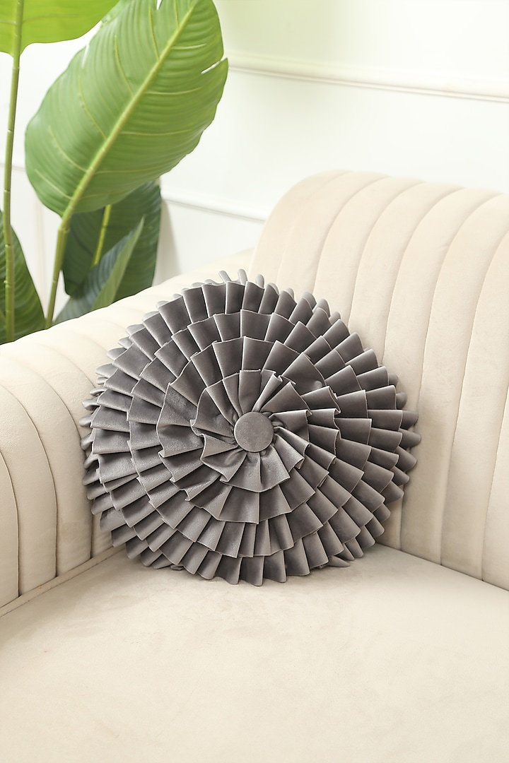 Floret Grey Round Cushion Cover by Mason Home