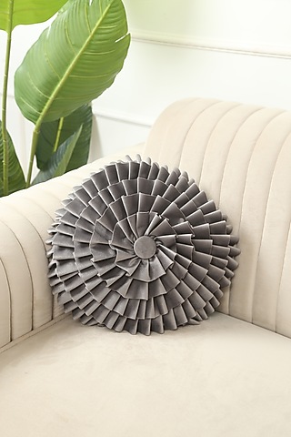 Floret Grey Round Cushion Cover by Mason Home