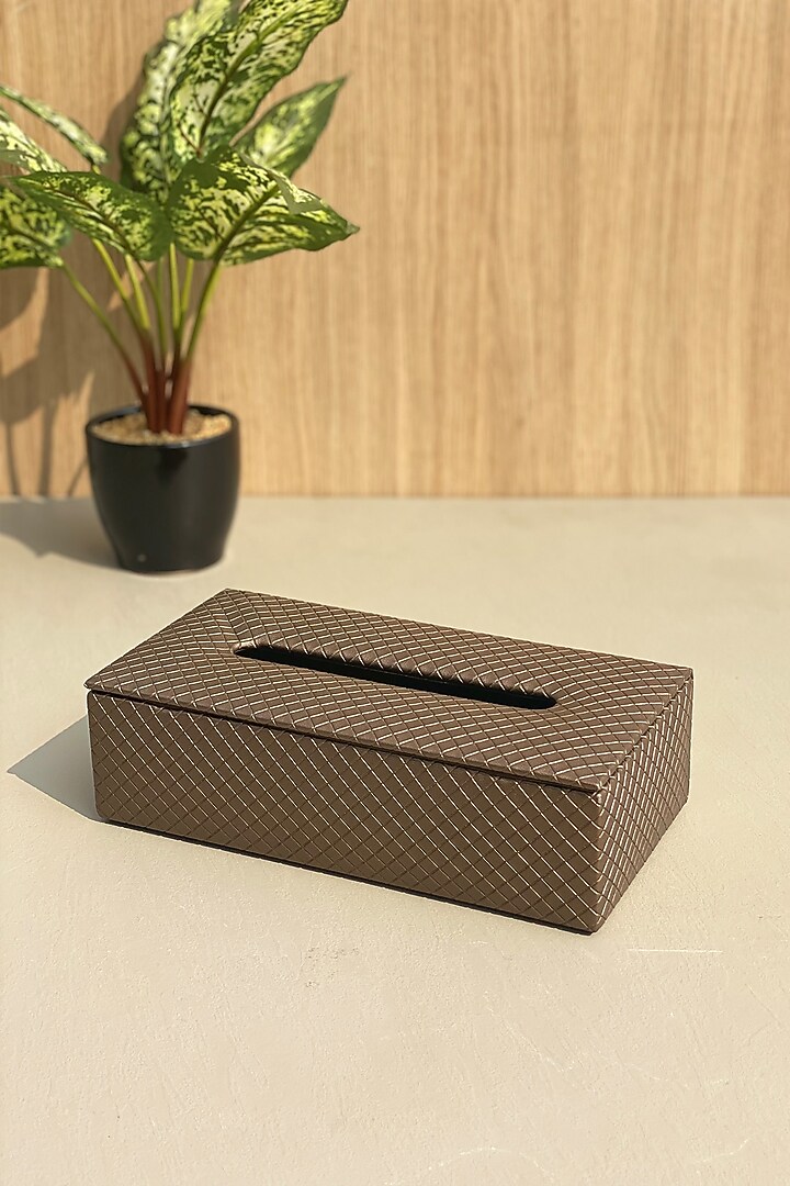Brown Braided Tissue Box by Mason Home at Pernia's Pop Up Shop