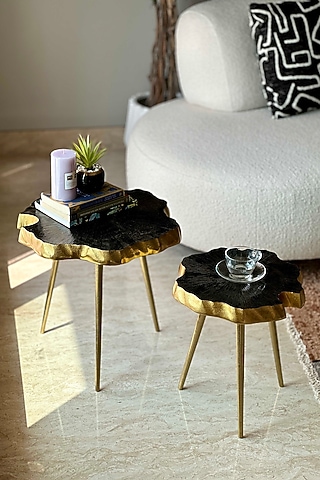 Black & Gold Aluminium Side Tables (Set of 2) by Mason Home