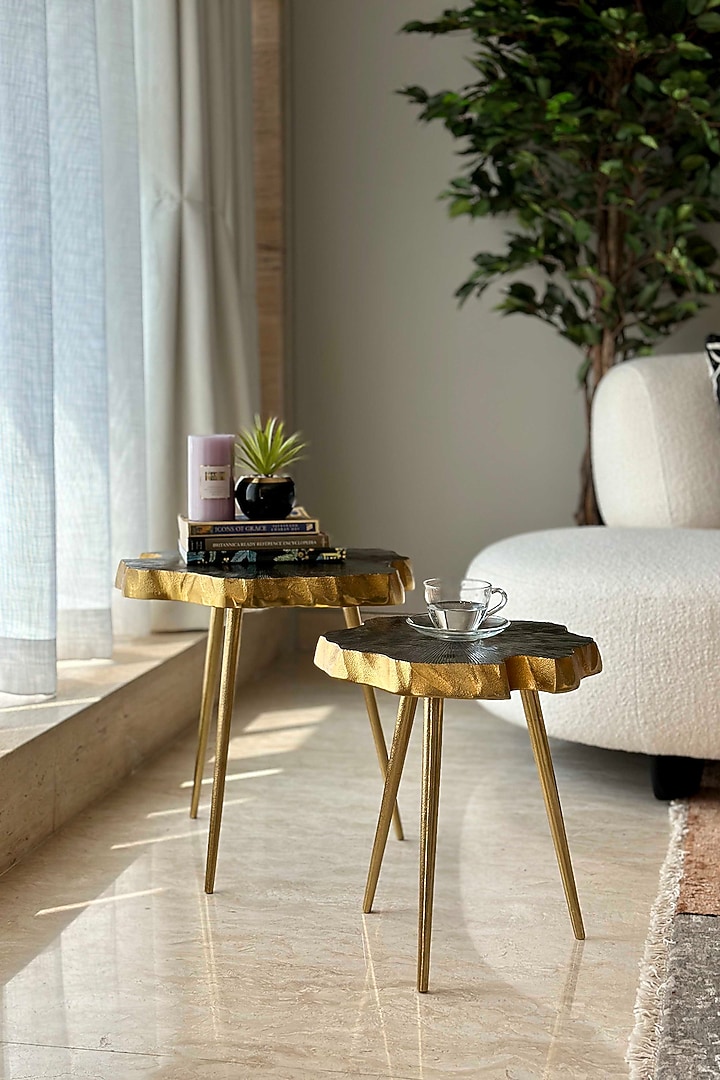 Black & Gold Aluminium Side Tables (Set of 2) by Mason Home at Pernia's Pop Up Shop