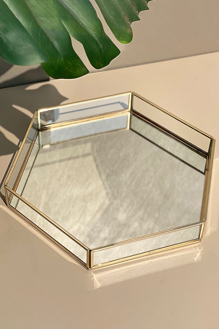 Golden Milan Hexagon Mirror Tray by Mason Home
