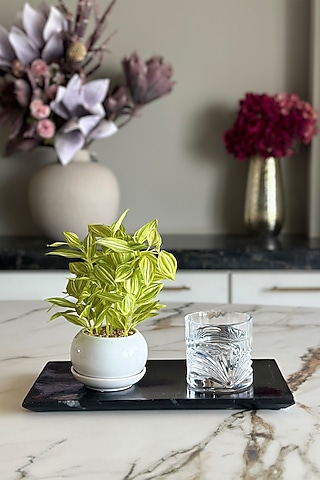 Black Marble Flat Tray by Mason Home