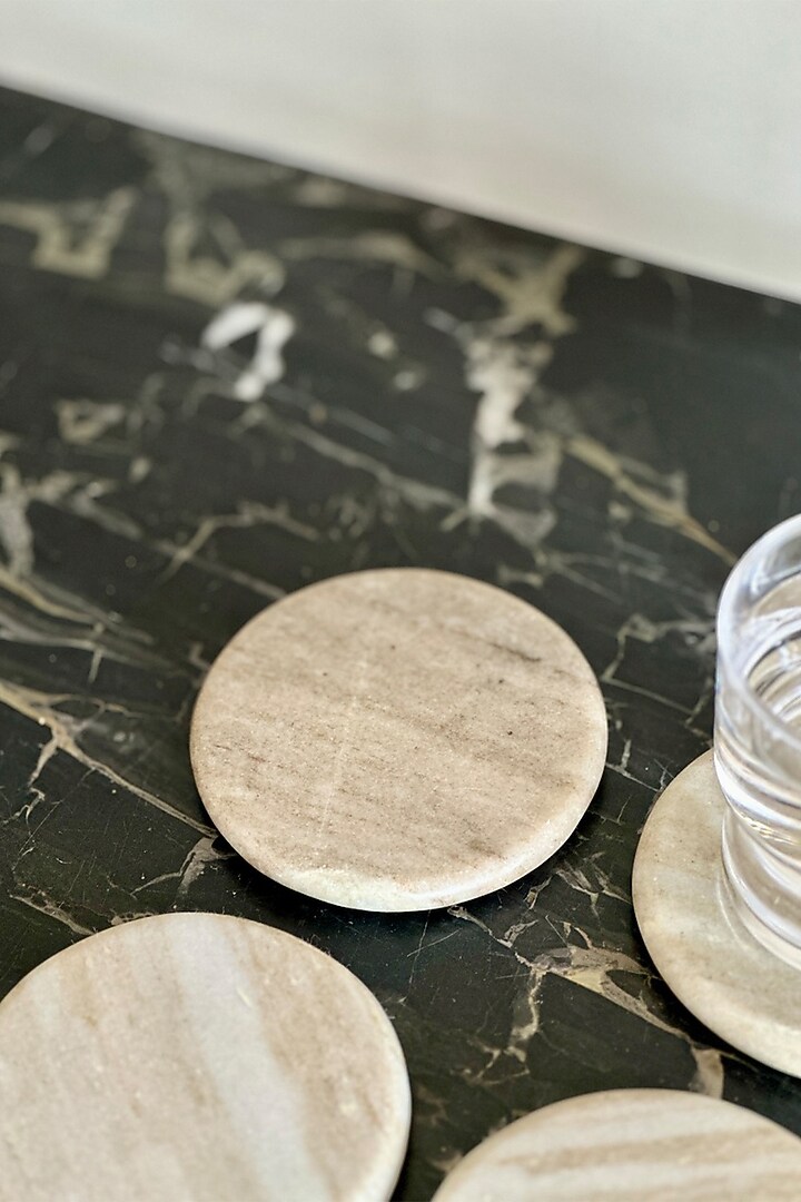 Beige Marble Coasters (Set of 4) by Mason Home at Pernia's Pop Up Shop