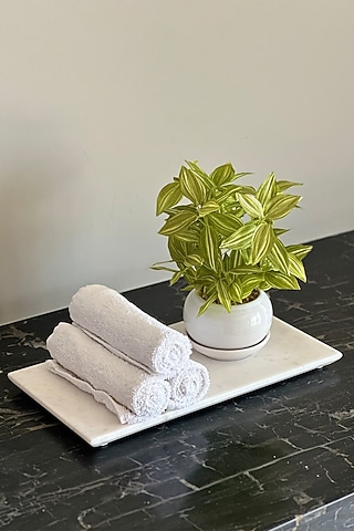 White Marble Flat Tray by Mason Home