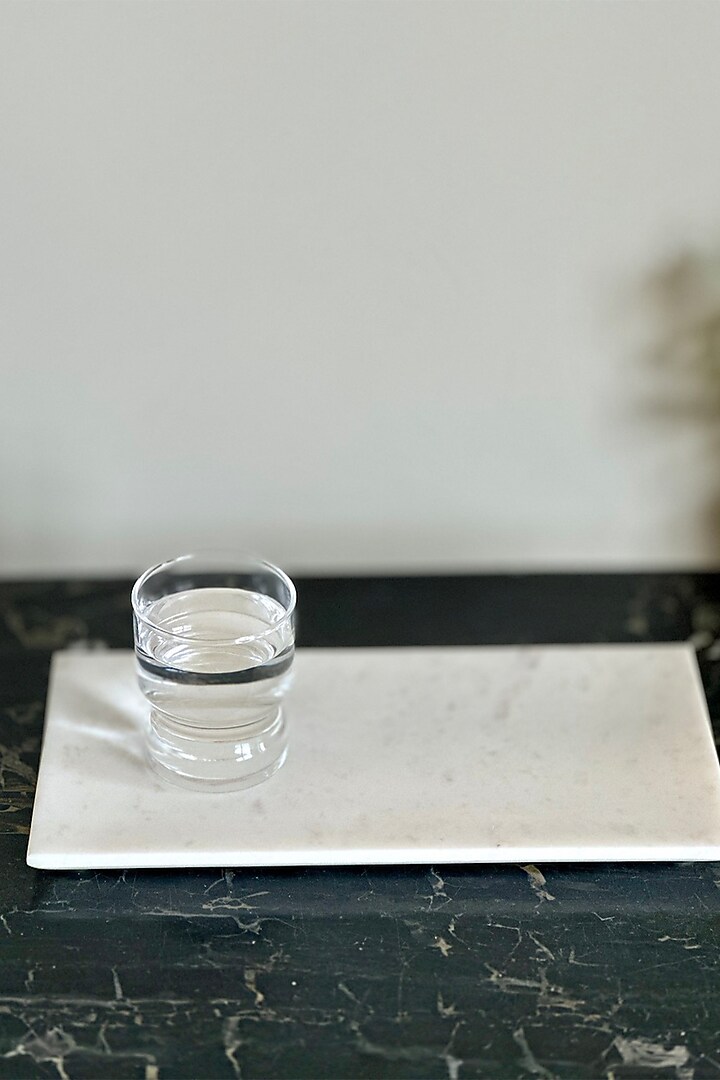 White Marble Flat Tray by Mason Home at Pernia's Pop Up Shop