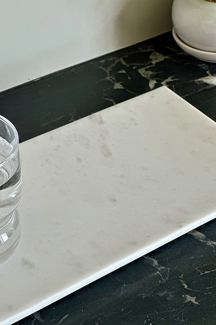 White Marble Flat Tray by Mason Home at Pernia's Pop Up Shop