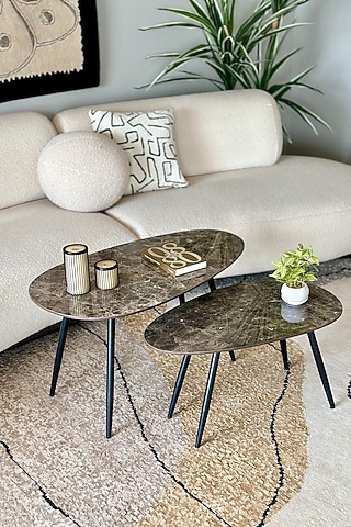 Grey Ceramic Tile & Iron Center Tables (Set of 2) by Mason Home