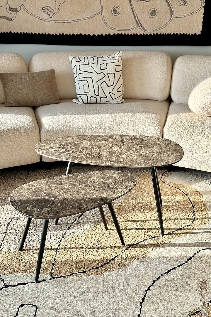 Grey Ceramic Tile & Iron Center Tables (Set of 2) by Mason Home at Pernia's Pop Up Shop
