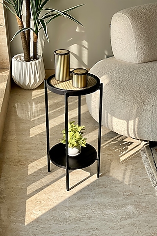 Black Rattan & Wood Table by Mason Home