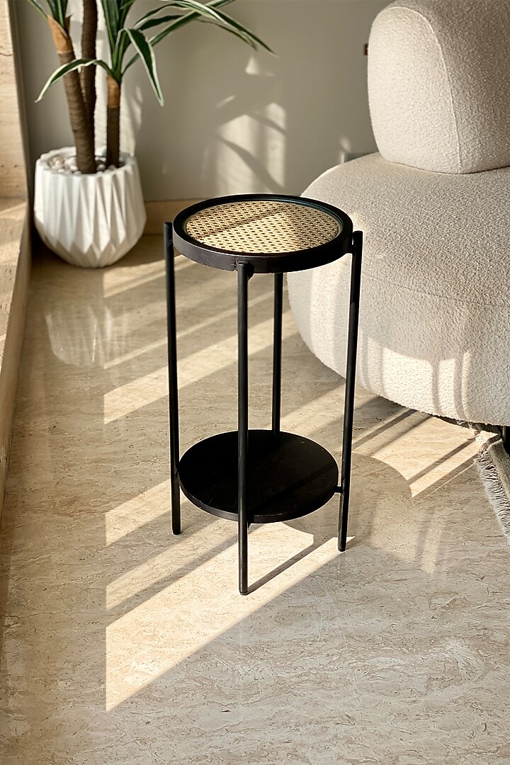 Black Rattan & Wood Table by Mason Home at Pernia's Pop Up Shop