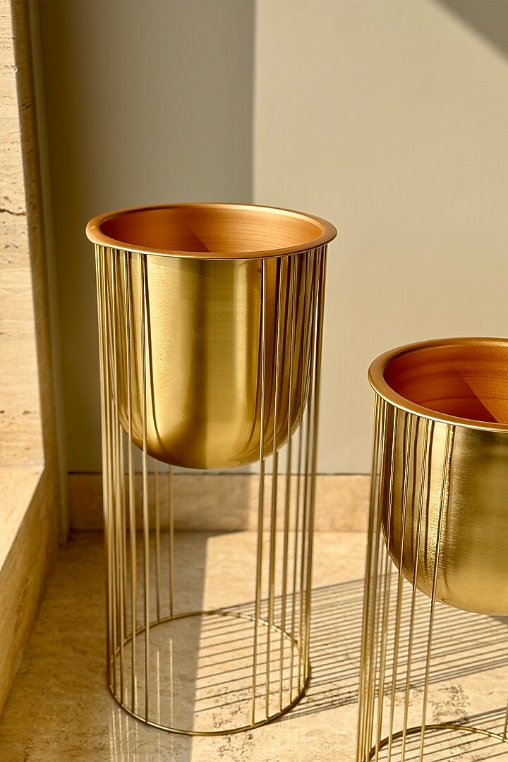 Gold Iron Aurum Planter Set (Set of 2) by Mason Home at Pernia's Pop Up Shop