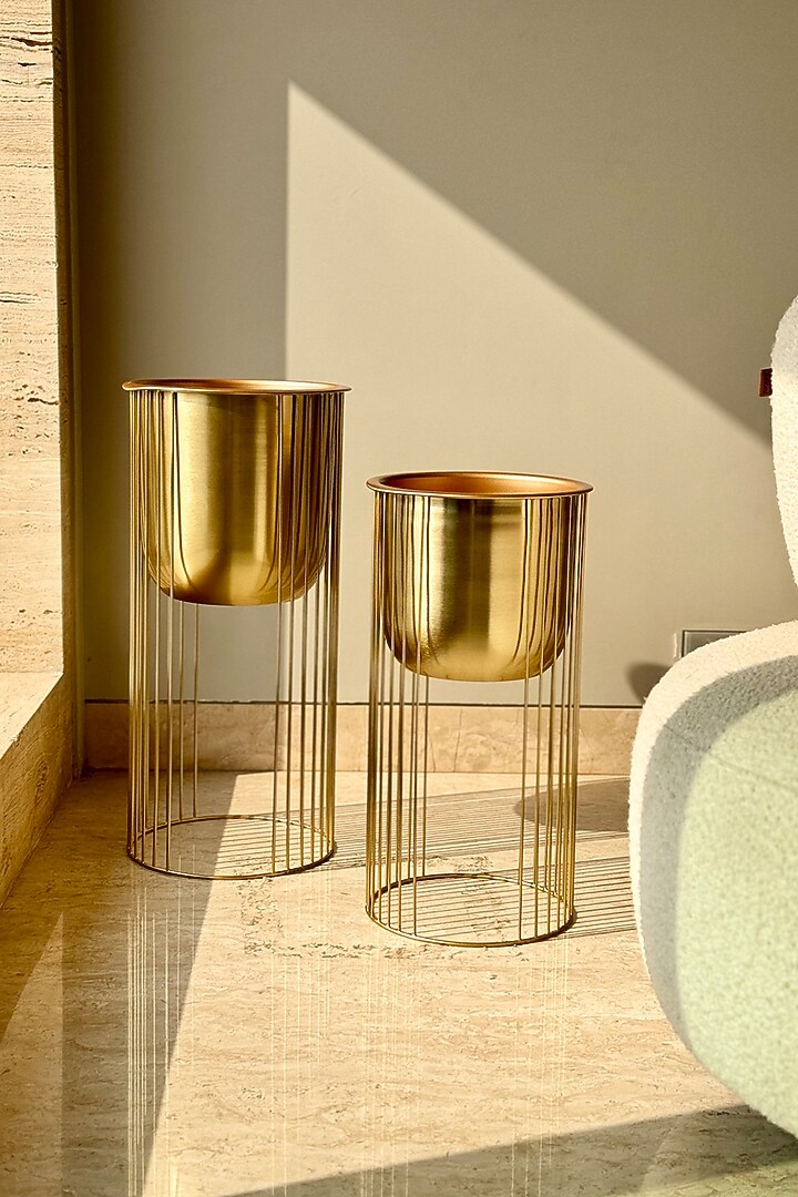 Gold Iron Aurum Planter Set (Set of 2) by Mason Home at Pernia's Pop Up Shop
