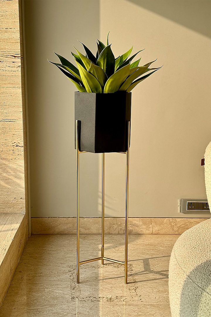 Black & Gold Iron Planter by Mason Home at Pernia's Pop Up Shop