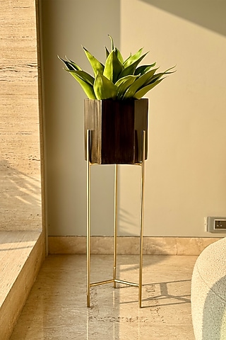 Brown & Gold Iron Planter by Mason Home